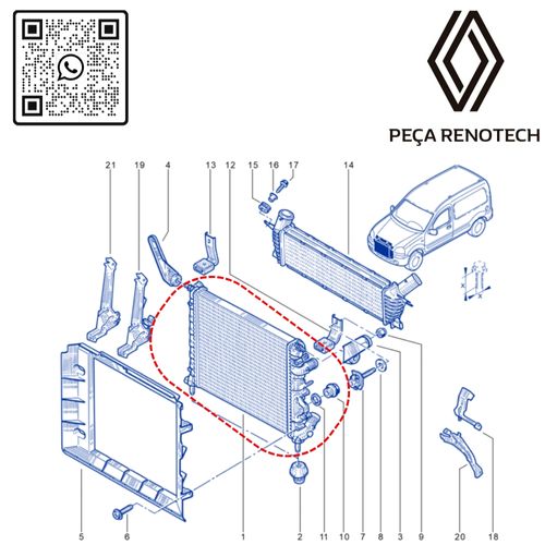 RN 430143-X 7700430143 RADIADOR KANGOO 1.6 C AR COND. - 6